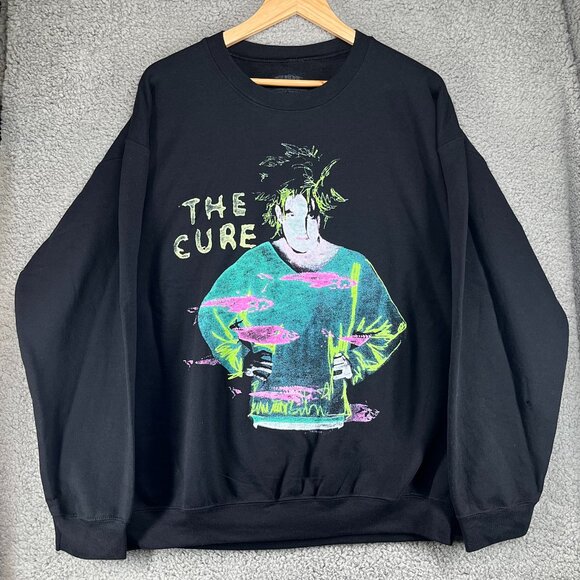 The Cure Black Sweatshirt - Robert Smith 1986 Beach Party Tour Band Shirt Large - Picture 1 of 8
